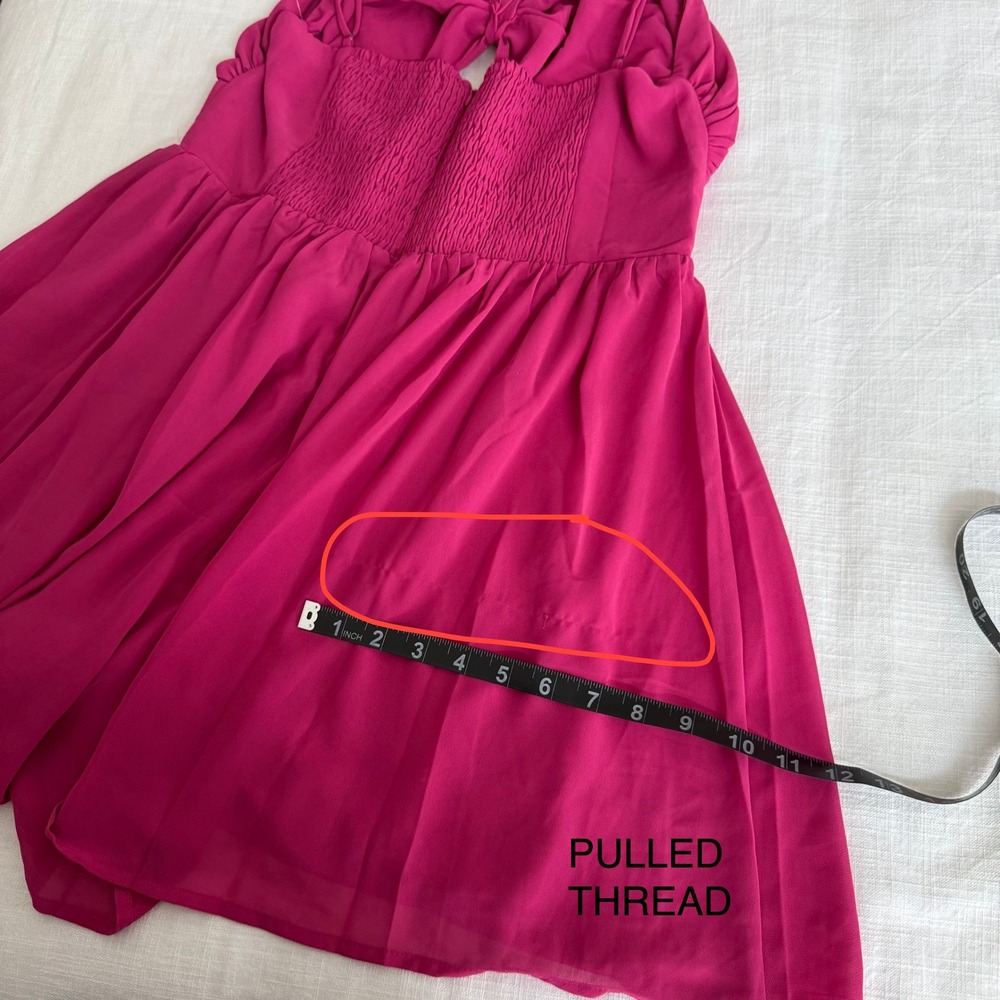Petal and Pup Magenta Pink Bow Front Cutout Chiffon Romper‎ XL Smocked Back - Picture 7 of 7
